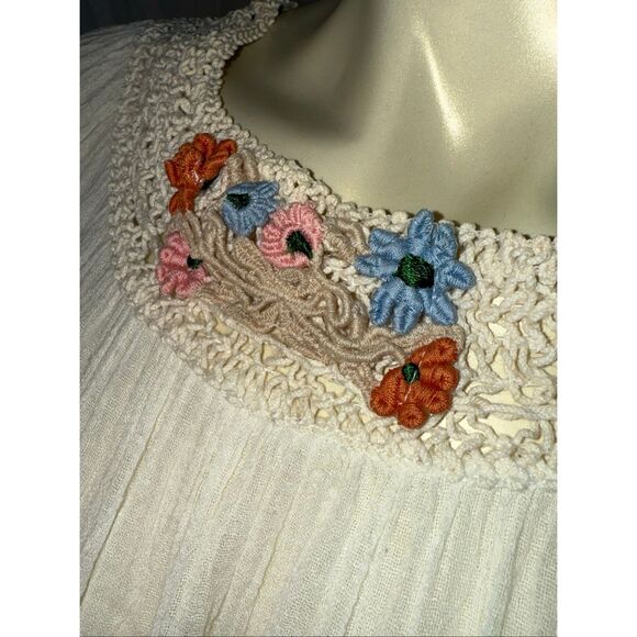 Vintage Danuta Kraft San Francisco White Boho Prairie Maxi Dress – Crochet Flora - Picture 3 of 14